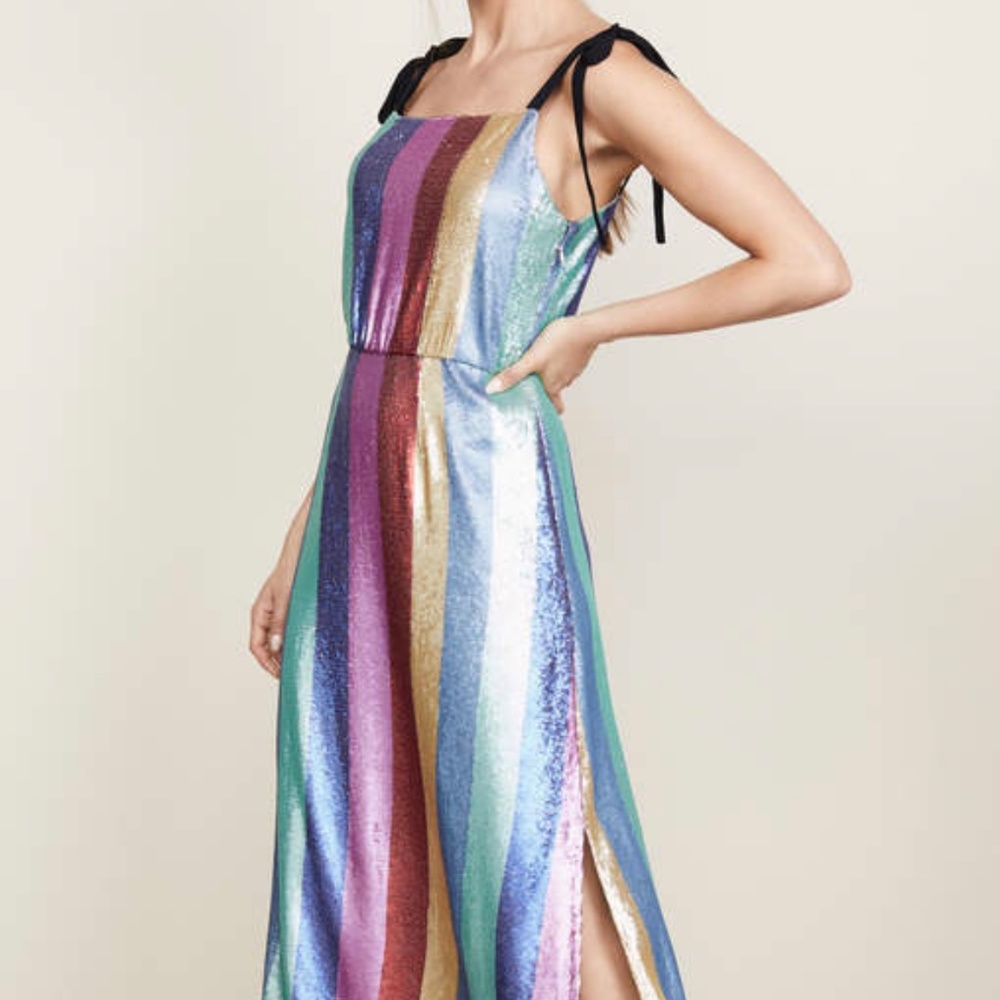Sleeveless Rainbow Sequin Party Dress
